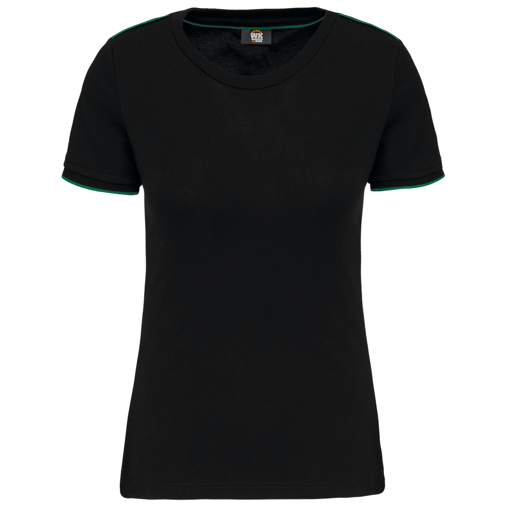 T-shirt de senhora Day To Day de manga curta - Preto / Verde kelly