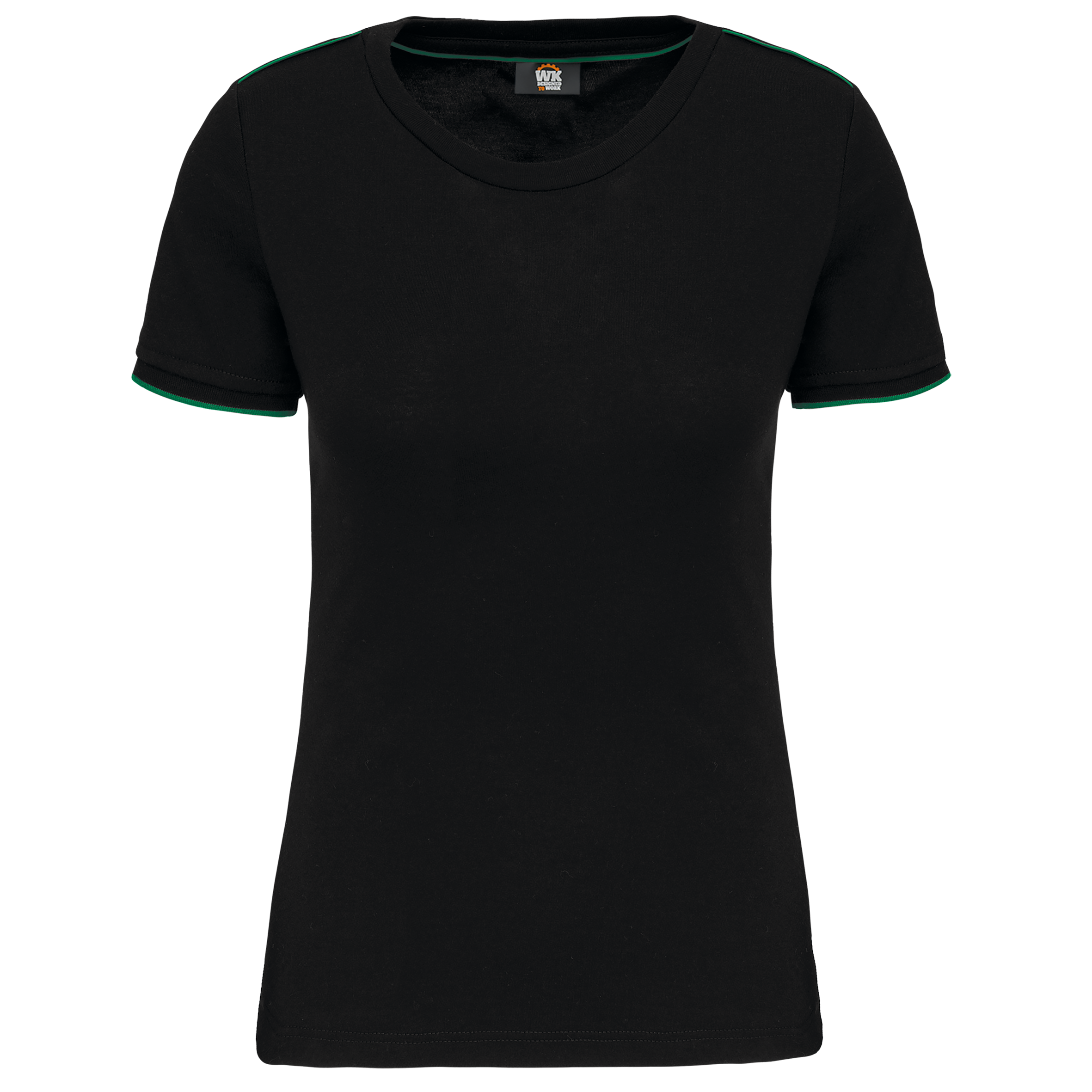 T-shirt de senhora Day To Day de manga curta - Preto / Verde kelly