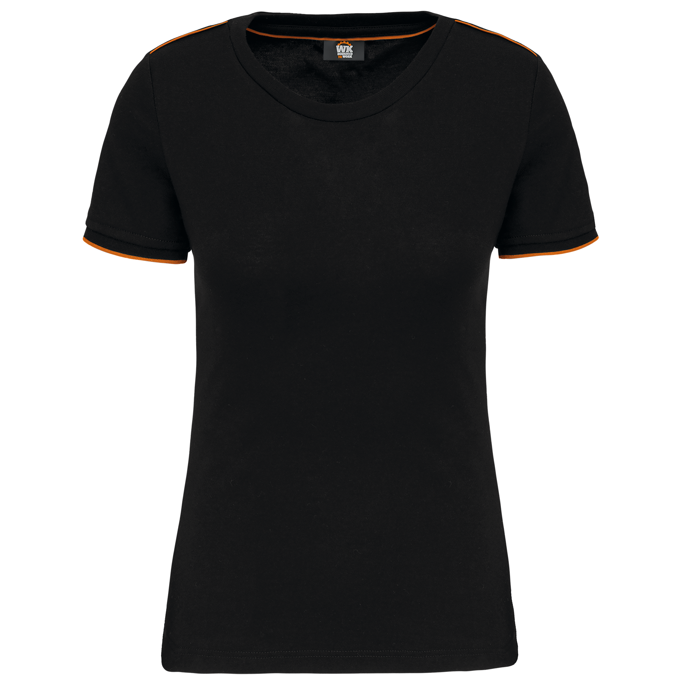 T-shirt de senhora Day To Day de manga curta - Preto / Laranja