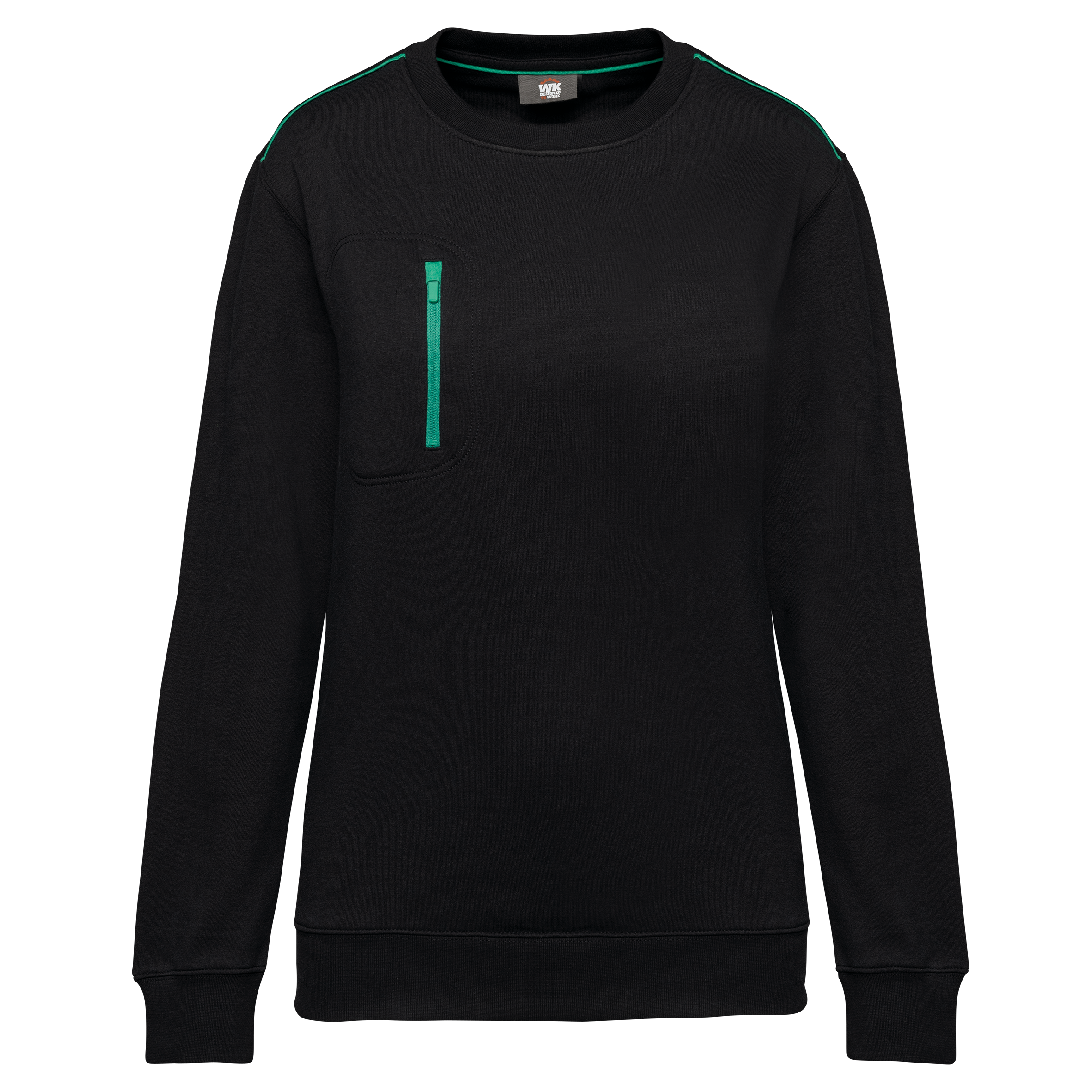 Sweatshirt Day To Day unissexo com bolso em contraste - Preto / Verde kelly
