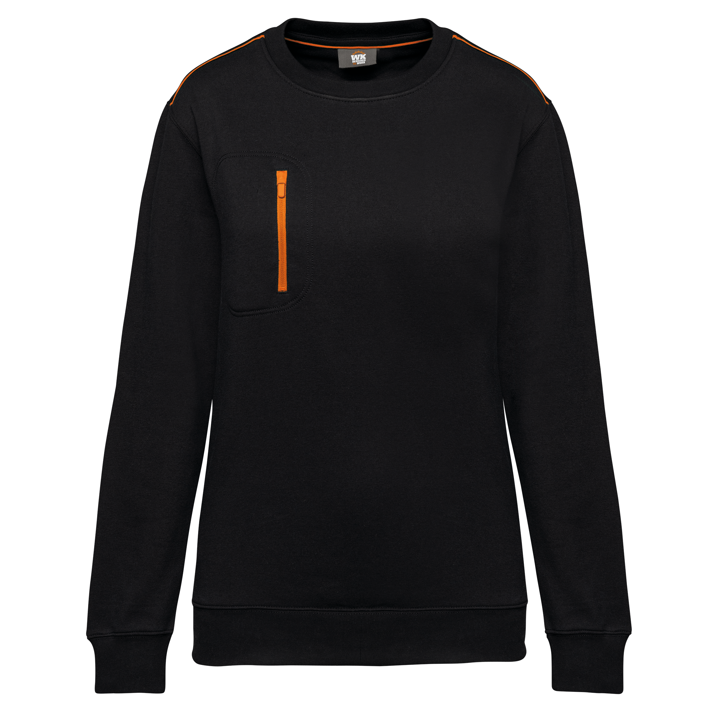 Sweatshirt Day To Day unissexo com bolso em contraste - Preto / Laranja