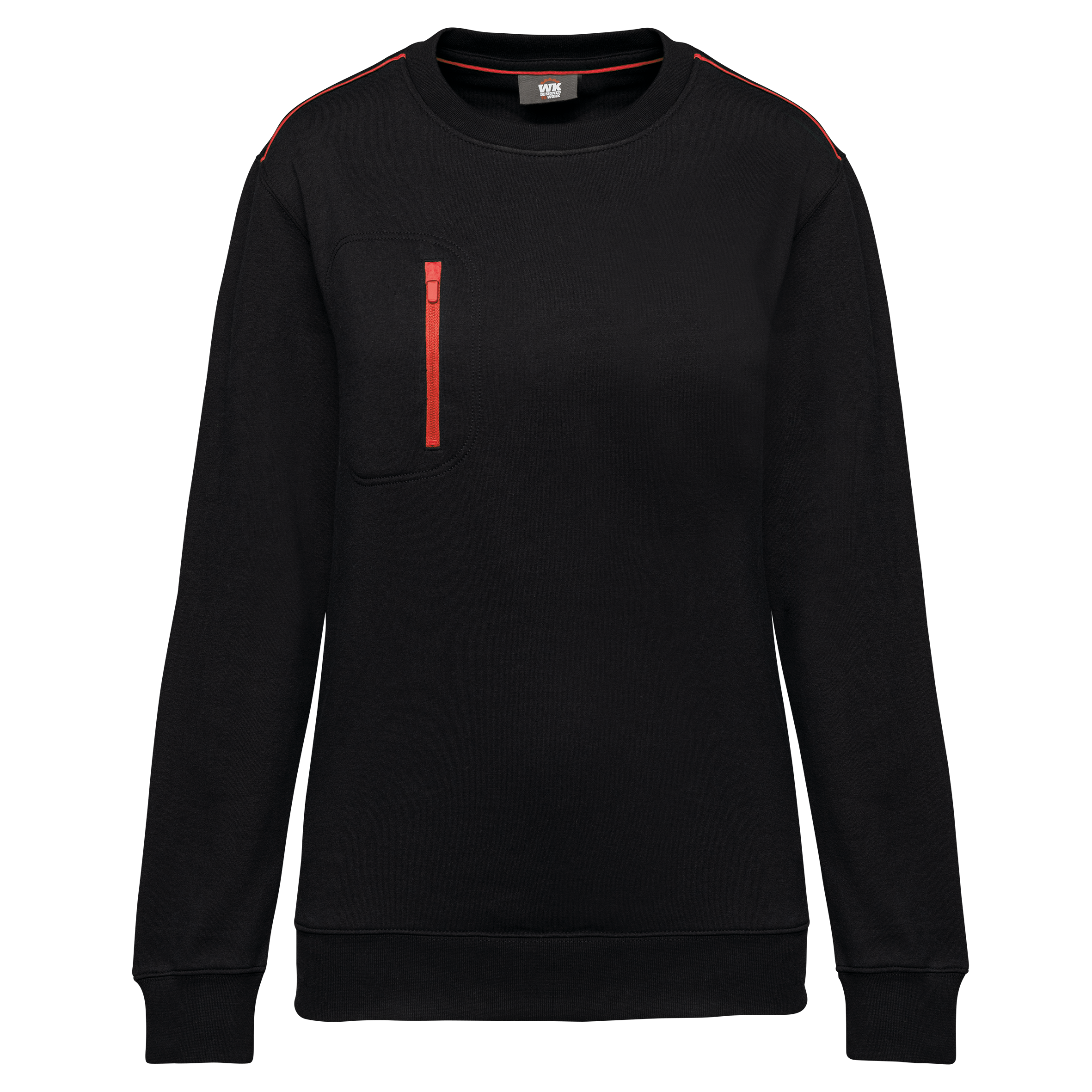 Sweatshirt Day To Day unissexo com bolso em contraste - Preto / Vermelho