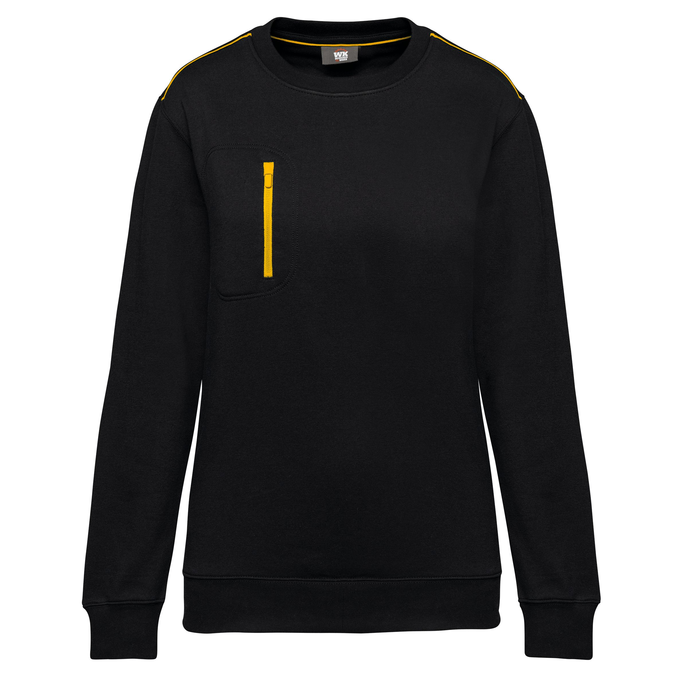Sweatshirt Day To Day unissexo com bolso em contraste - Preto / Amarelo