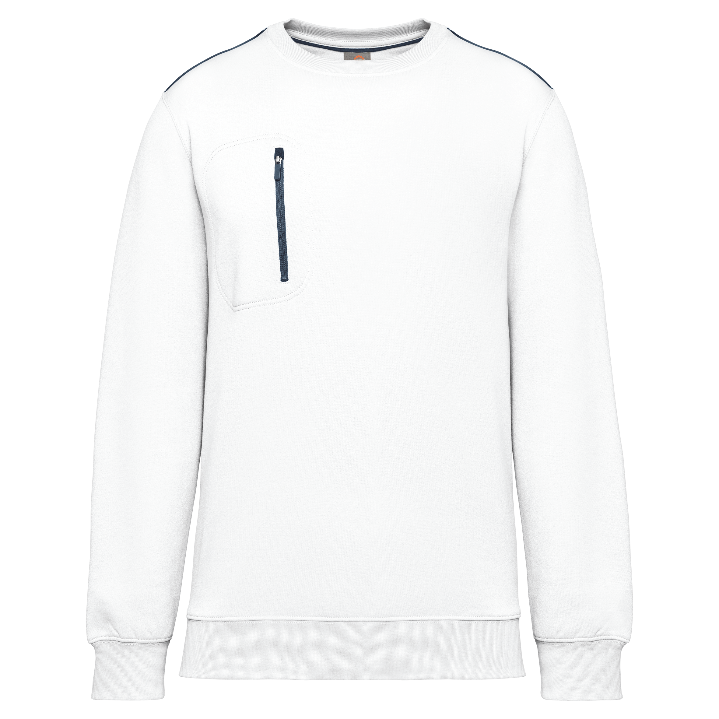 Sweatshirt Day To Day unissexo com bolso em contraste - Branco / Azul marinho
