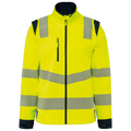Casaco softshell de segurança em material reciclado com mangas amovíveis unissexo - Amarelo de alta visibilidade / Azul marinho
