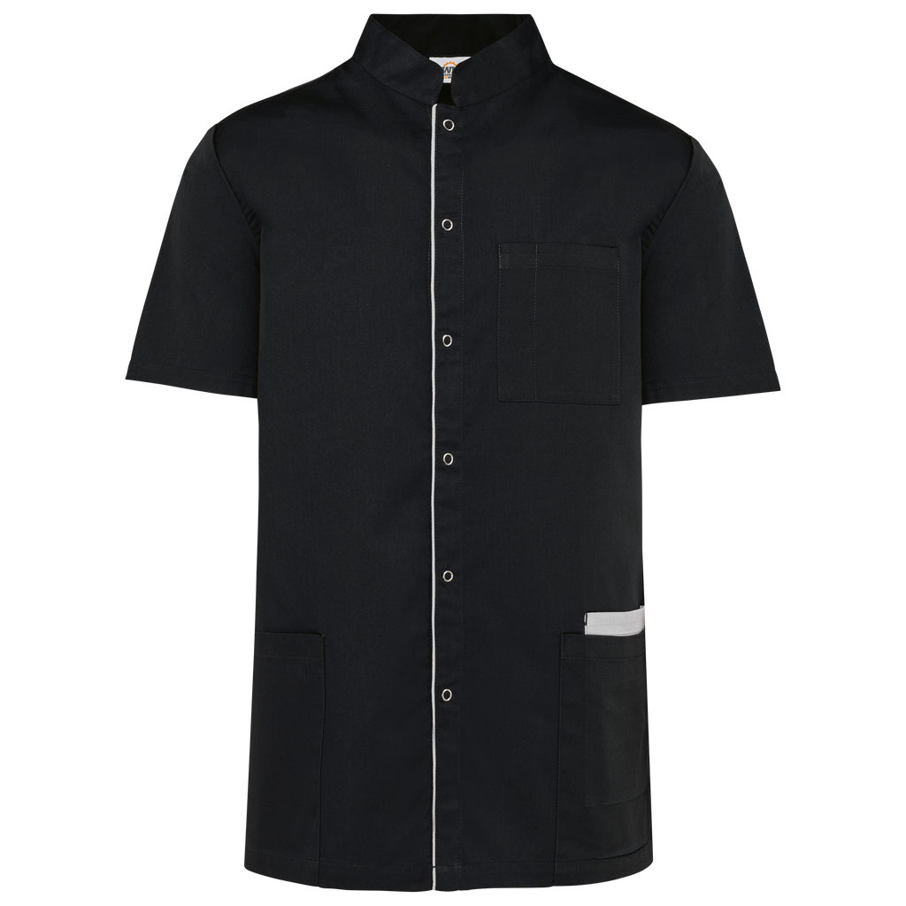 Bata poliéster/algodão com molas de pressão de homem - Preto