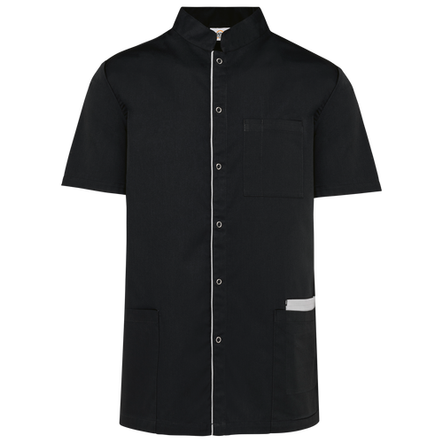 Bata poliéster/algodão com molas de pressão de homem - Preto