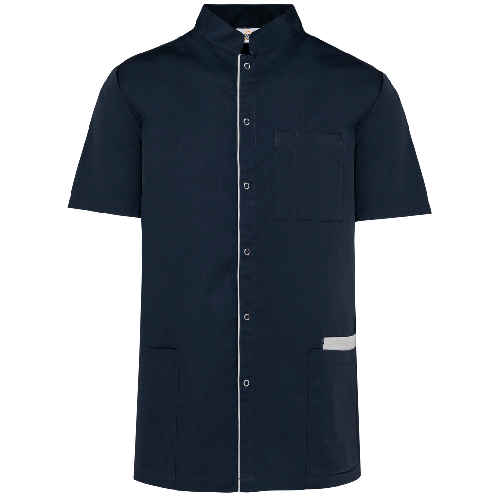 Bata poliéster/algodão com molas de pressão de homem - Azul marinho