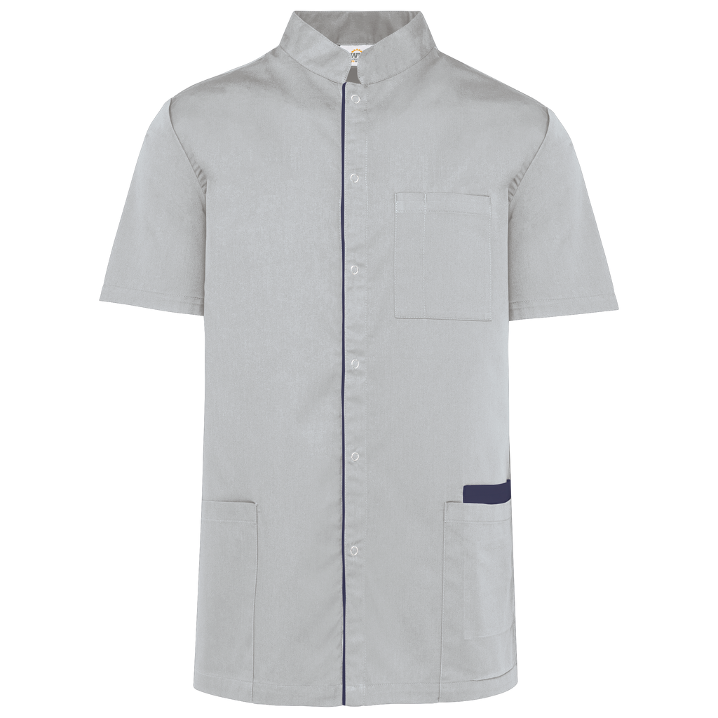 Bata poliéster/algodão com molas de pressão de homem - Cinzento neve