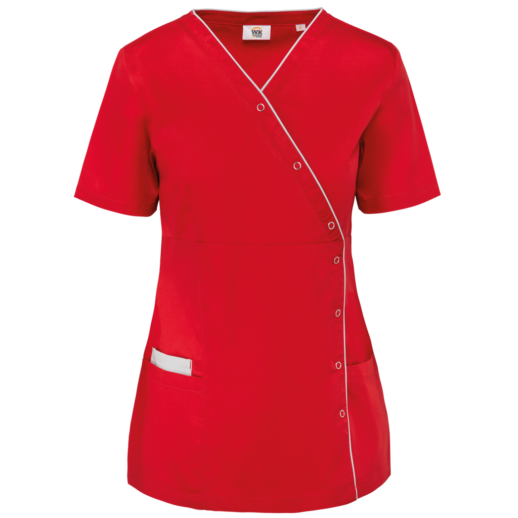 Bata poliéster/algodão com molas de pressão de senhora - Deep vermelho