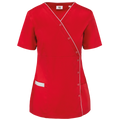 Bata poliéster/algodão com molas de pressão de senhora - Deep vermelho