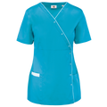Bata poliéster/algodão com molas de pressão de senhora - Turquesa clara