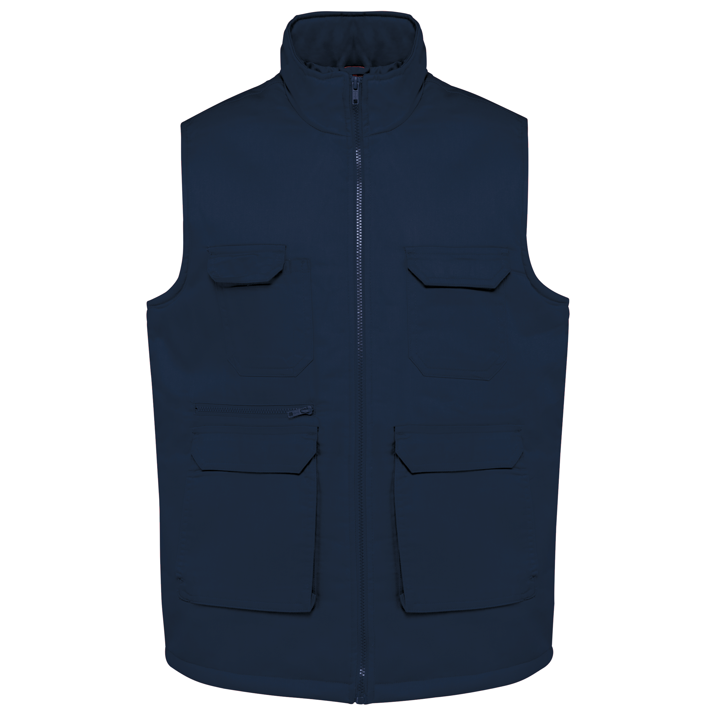 Colete poliéster/algodão multibolsos acolchoado unissexo - Azul marinho