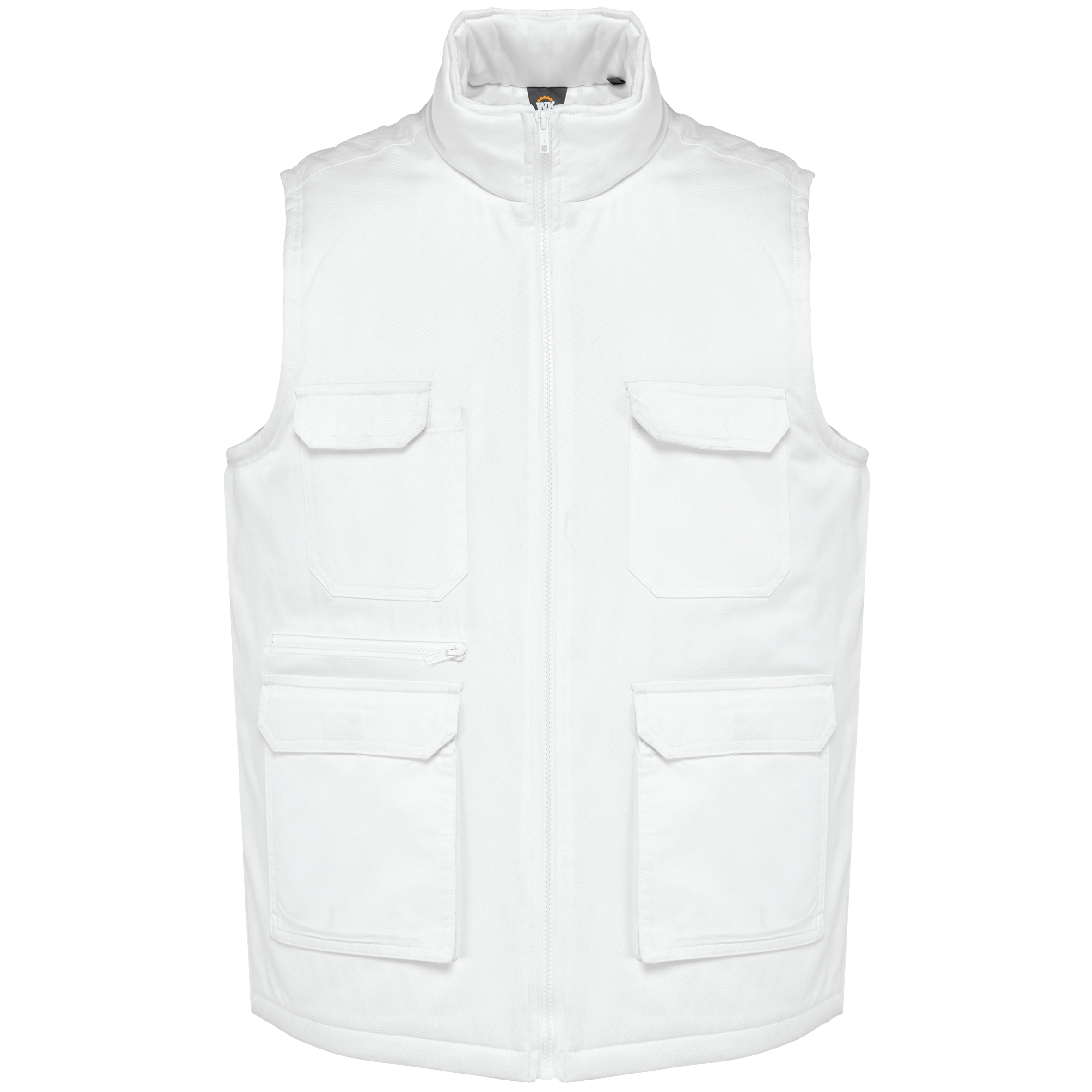 Colete poliéster/algodão multibolsos acolchoado unissexo - Branco