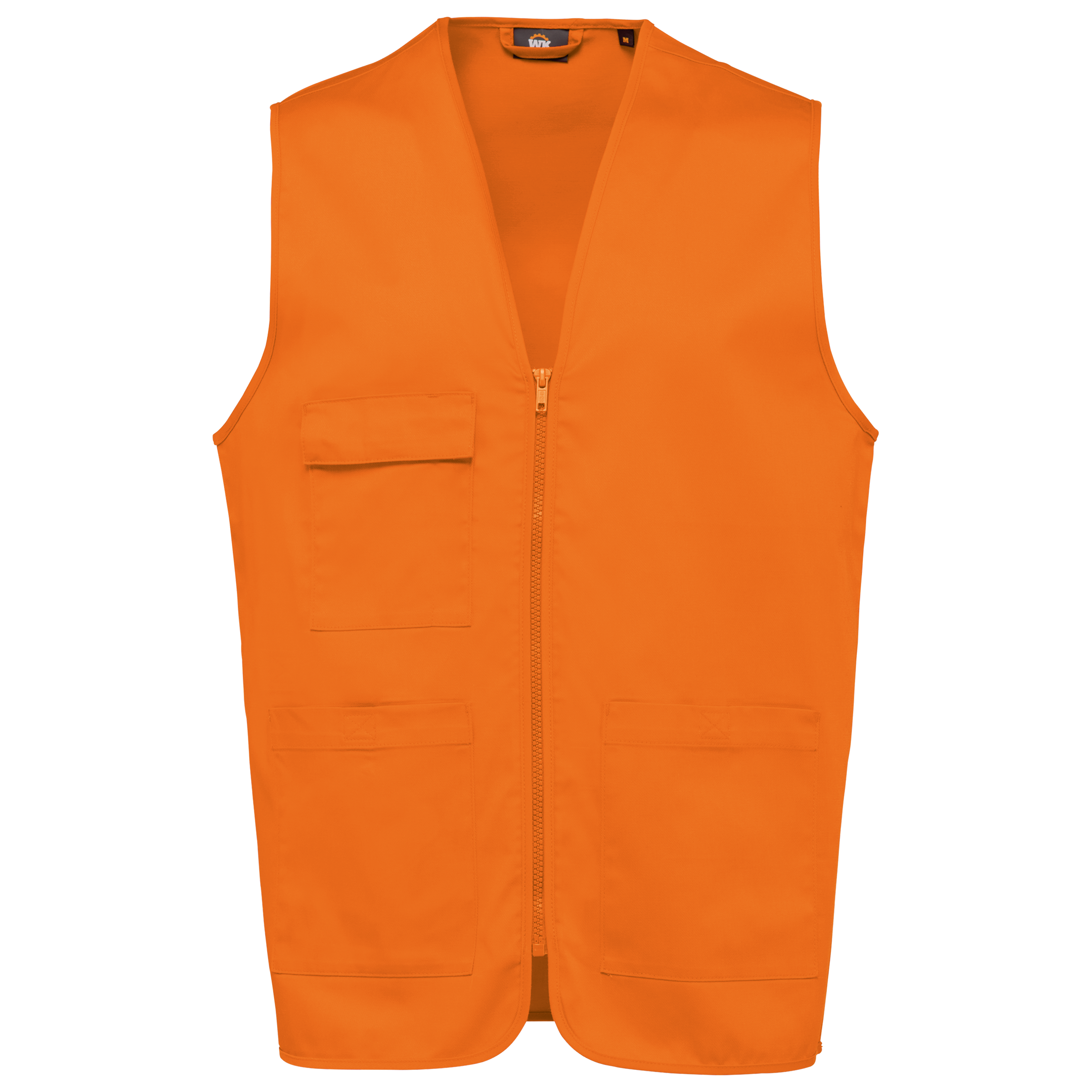 Colete poliéster/algodão multibolsos unissexo - Laranja