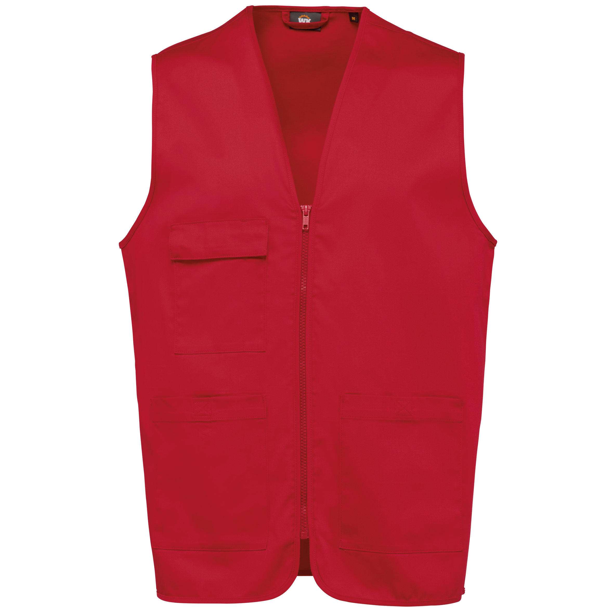 Colete poliéster/algodão multibolsos unissexo - Vermelho