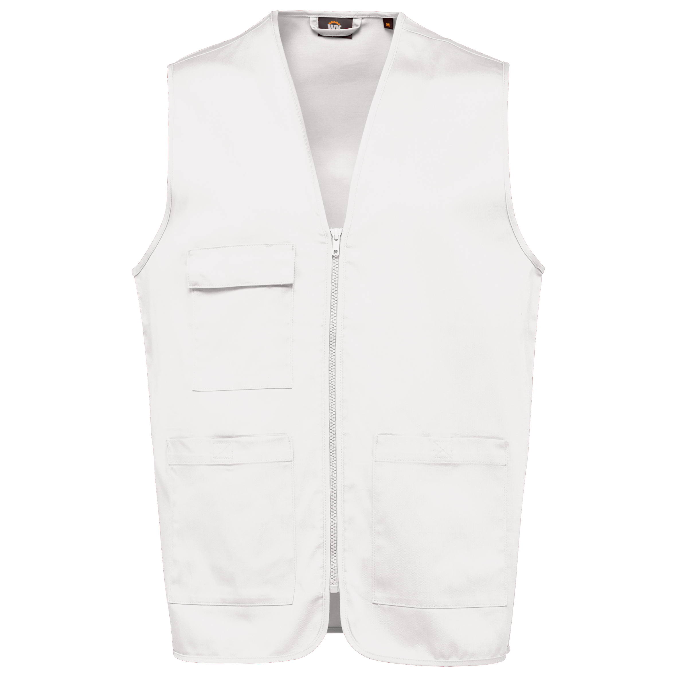 Colete poliéster/algodão multibolsos unissexo - Branco