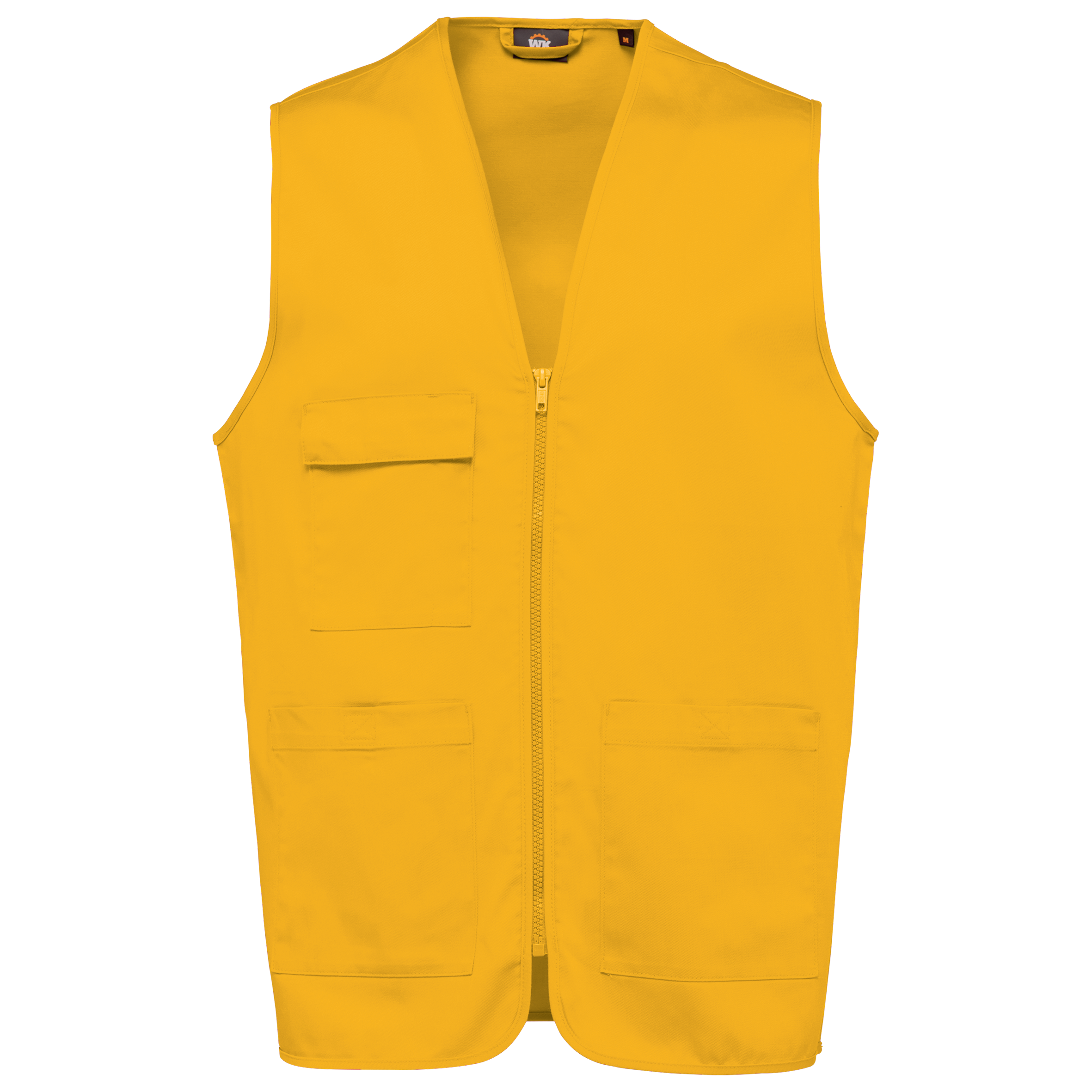 Colete poliéster/algodão multibolsos unissexo - Amarelo