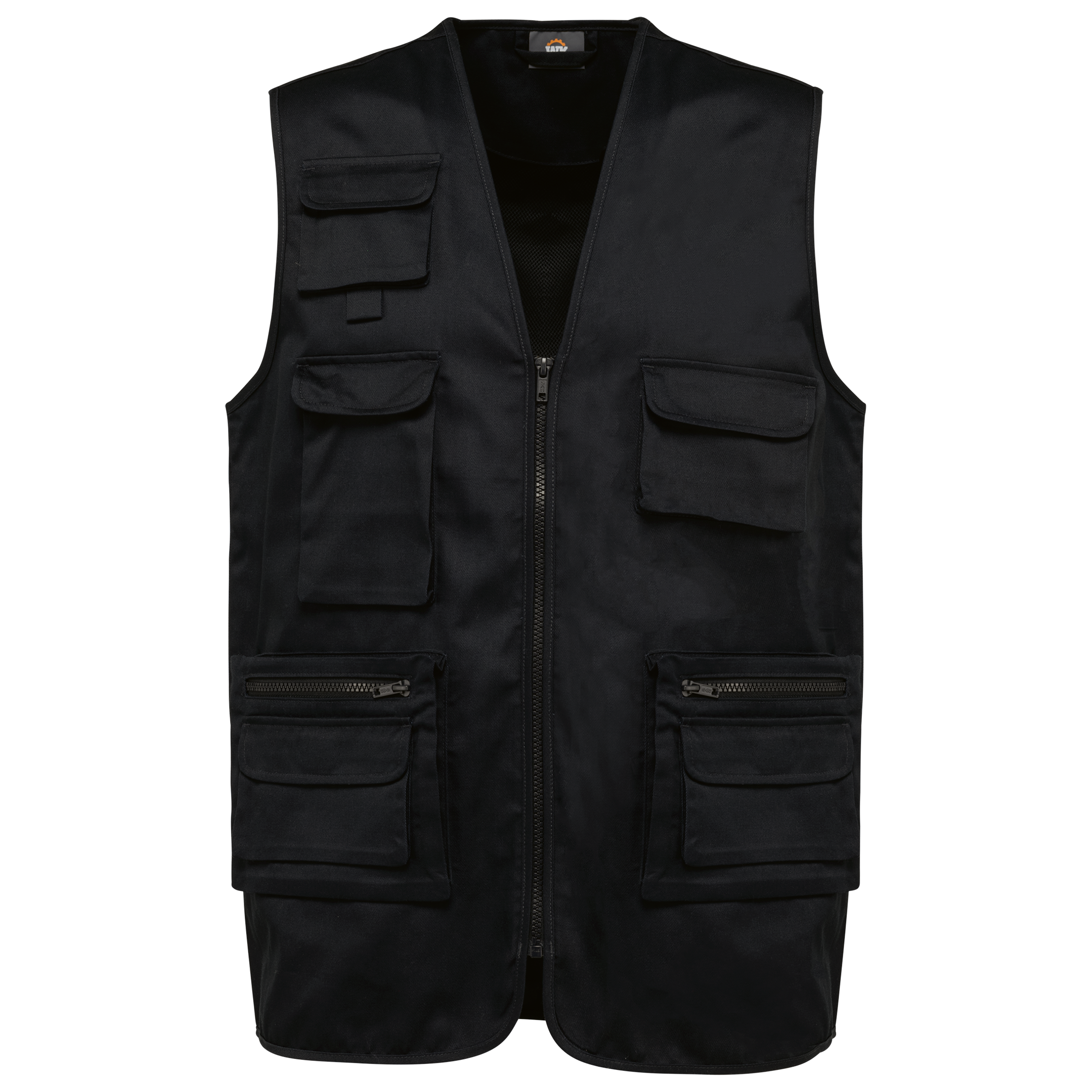 Colete multibolsos poliéster/algodão forrado unissexo - Preto