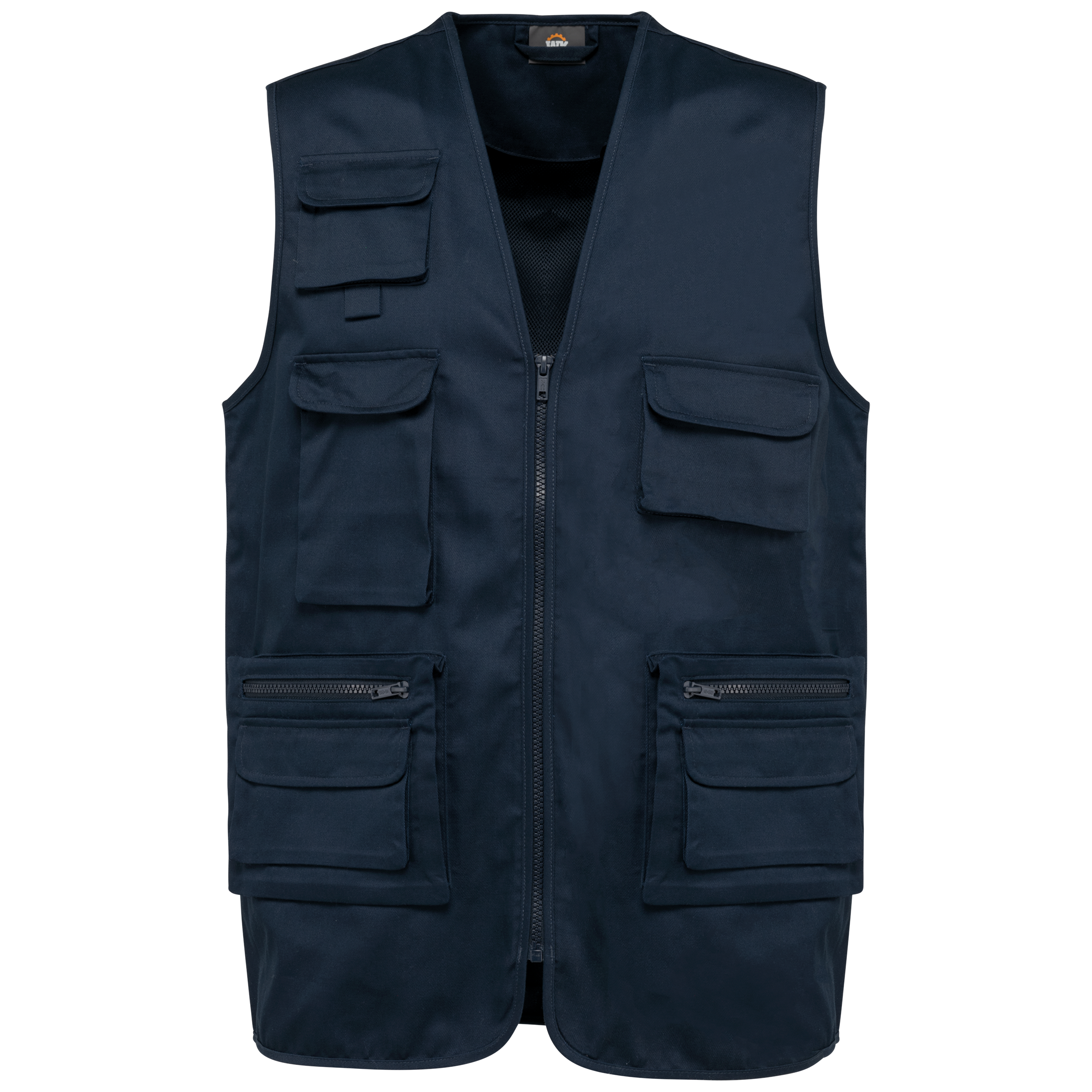 Colete multibolsos poliéster/algodão forrado unissexo - Azul marinho
