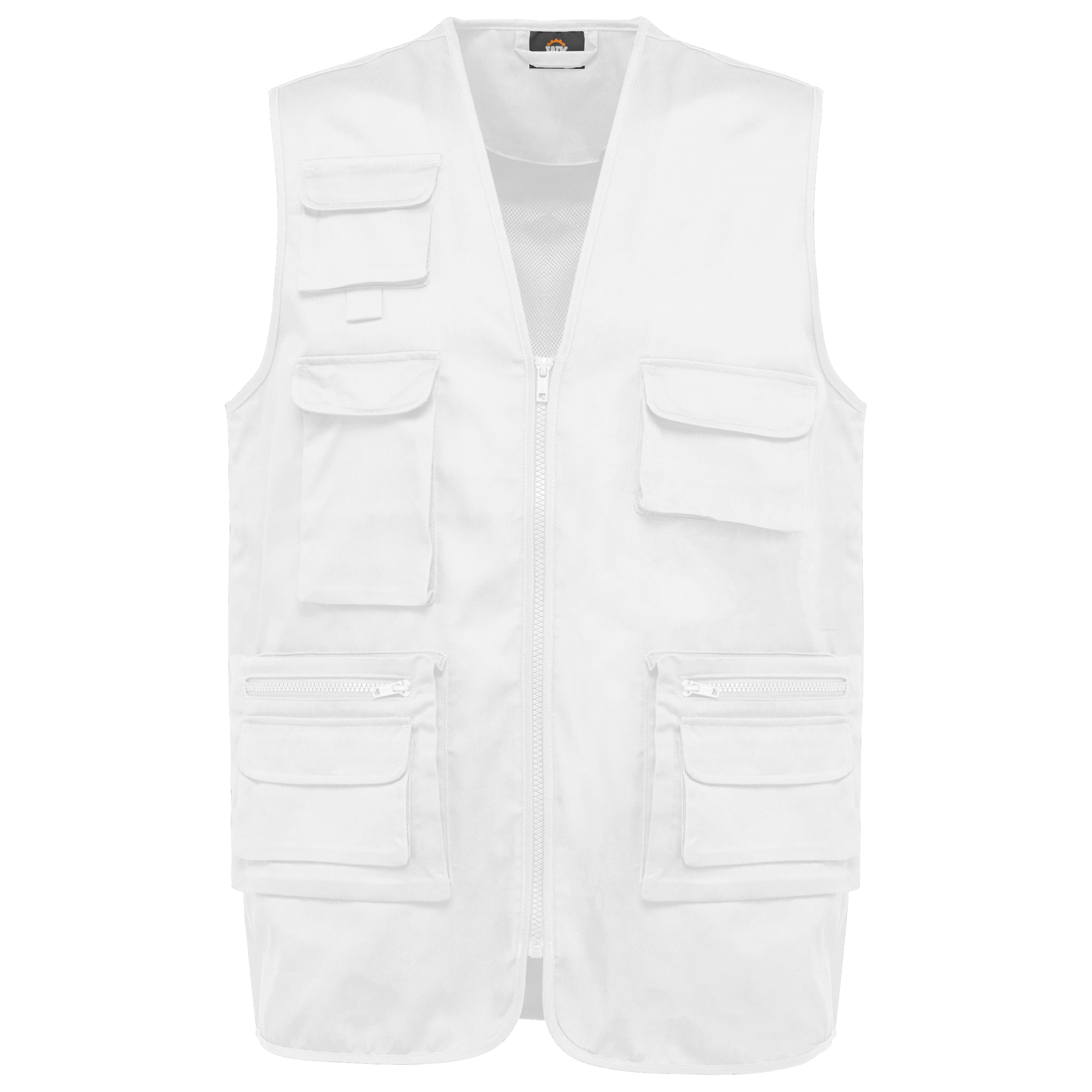 Colete multibolsos poliéster/algodão forrado unissexo - Branco