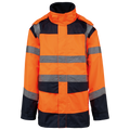 Parka de segurança em material reciclado 4 em 1 unissexo - Laranja de alta visibilidade / Azul marinho