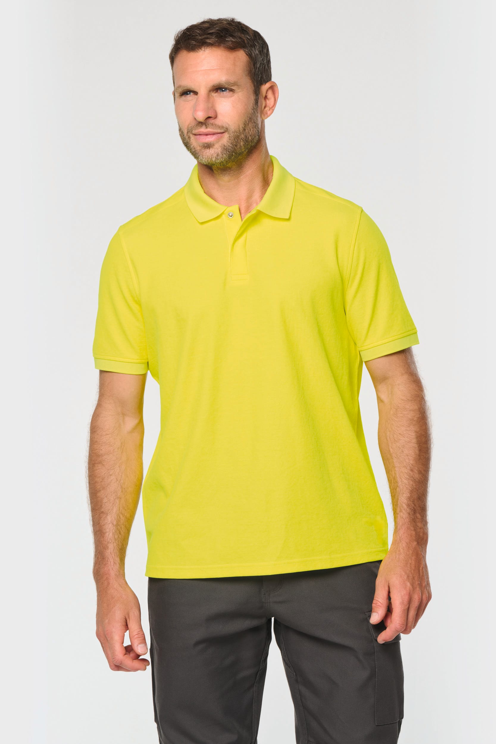 Polo sustentável poliéster/algodão unissexo