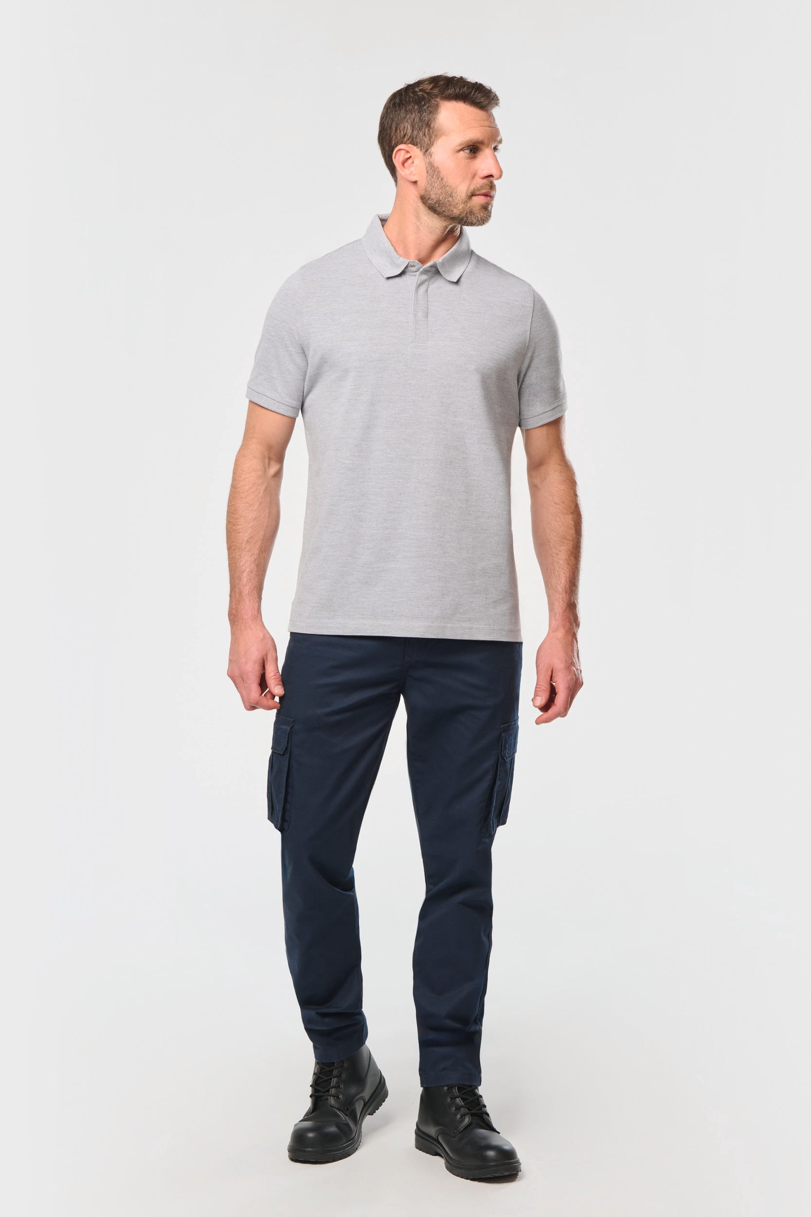 Polo com molas de pressão na gola de manga curta