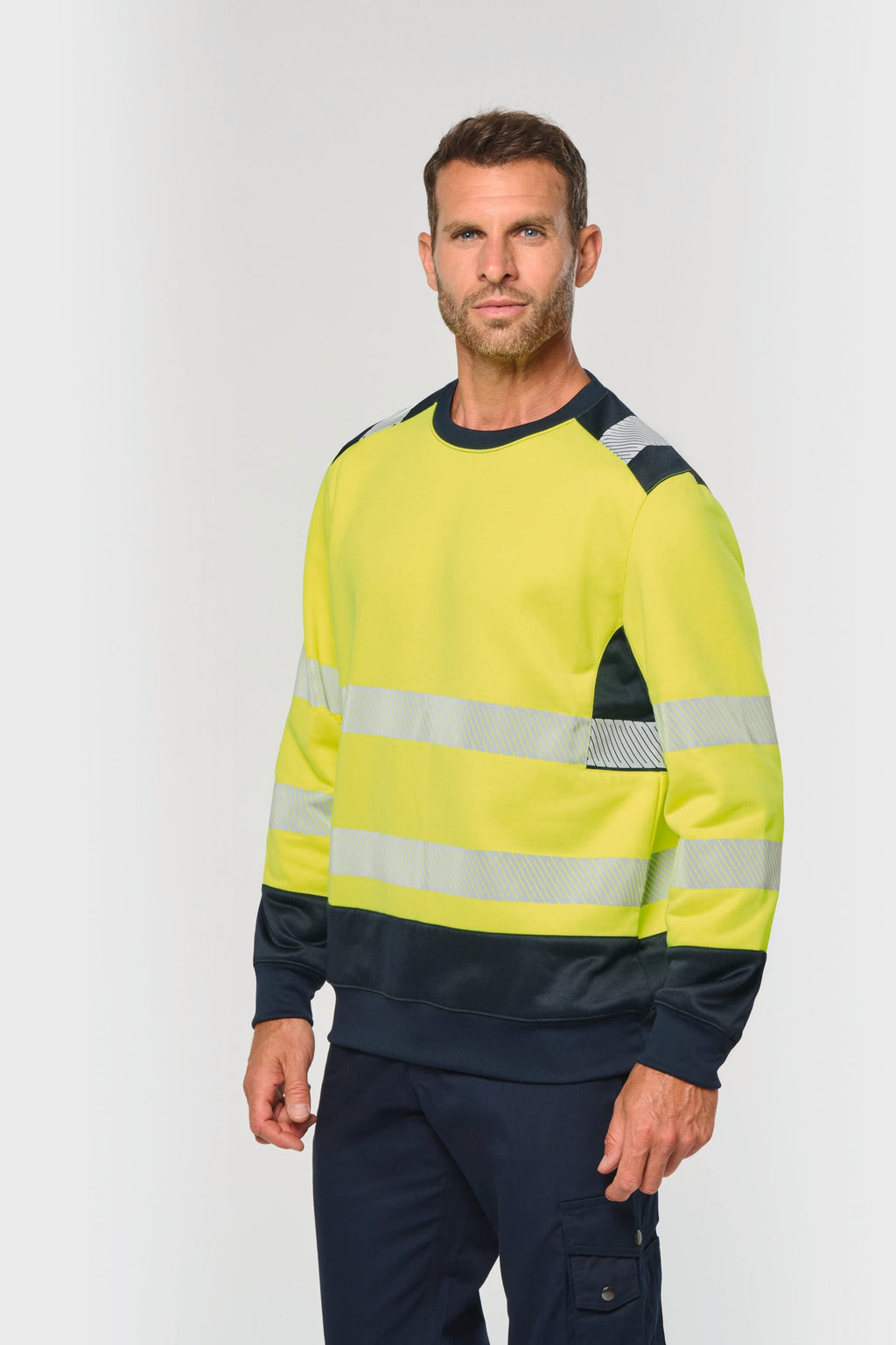 Sweatshirt de segurança em material reciclado decote redondo unissexo