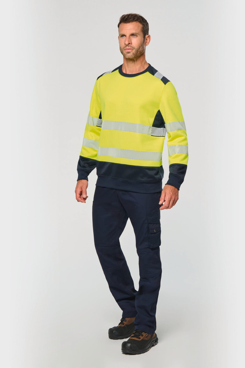 Sweatshirt de segurança em material reciclado decote redondo unissexo