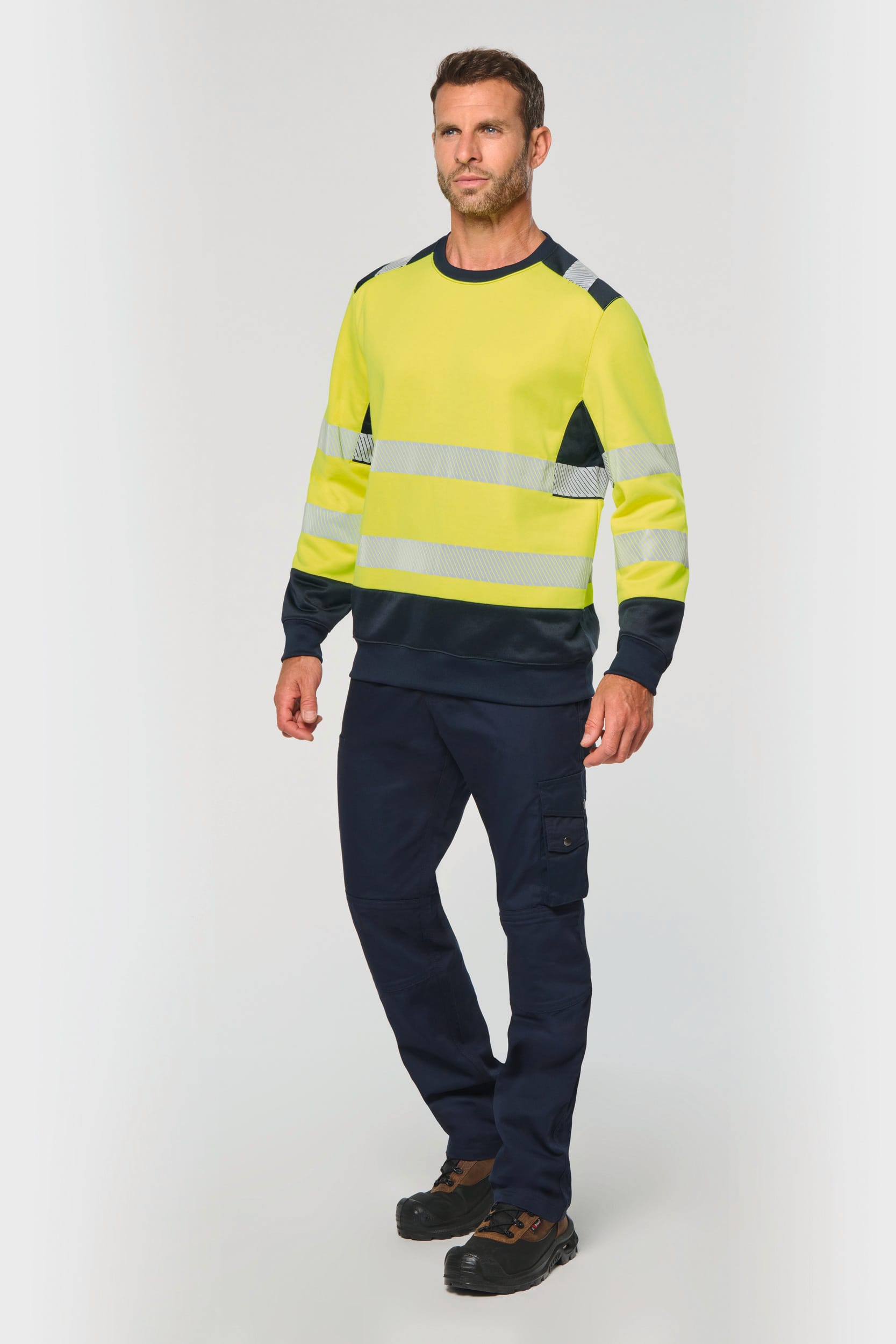 Sweatshirt de segurança em material reciclado decote redondo unissexo