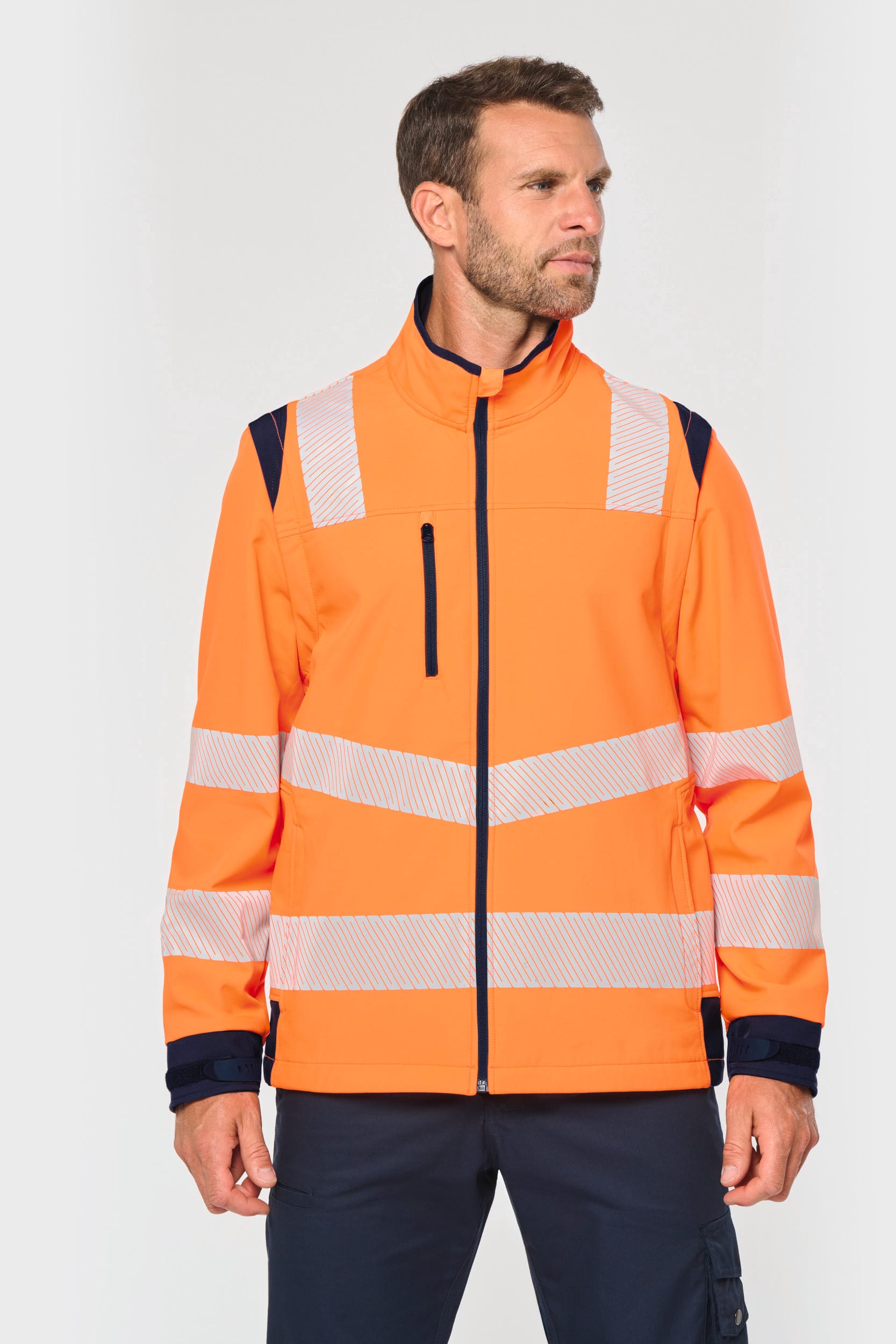 Casaco softshell de segurança em material reciclado com mangas amovíveis unissexo