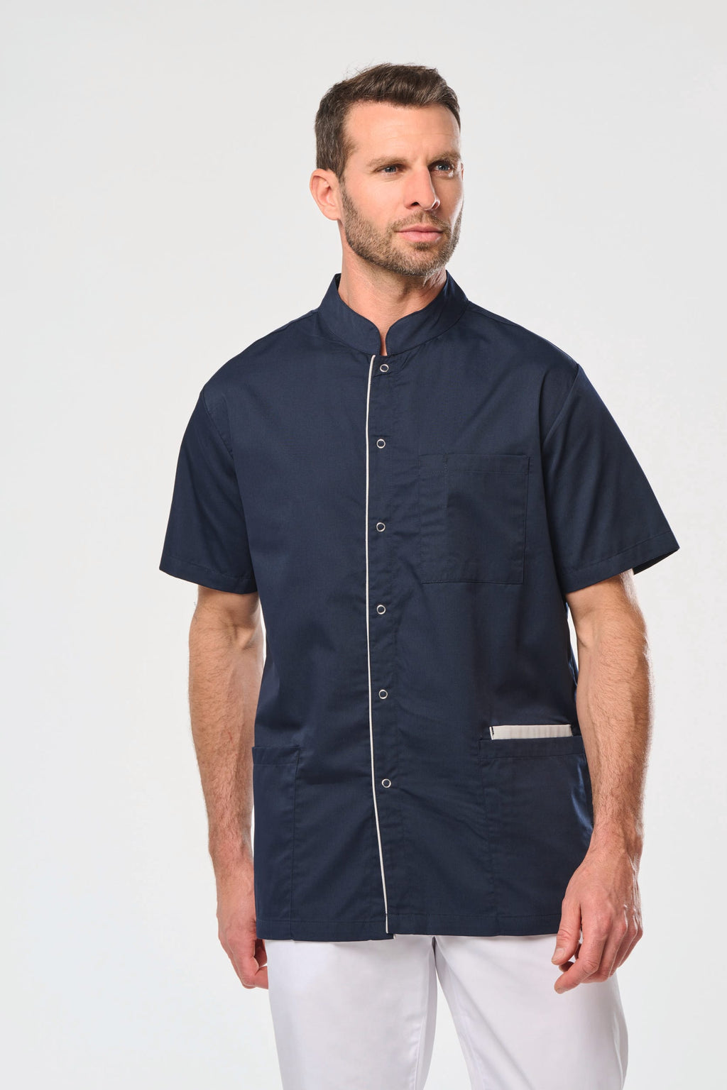 Bata poliéster/algodão com molas de pressão de homem