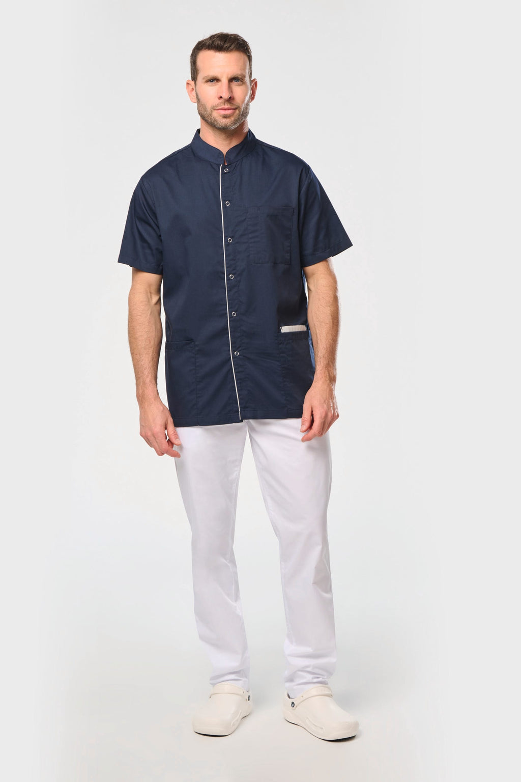 Bata poliéster/algodão com molas de pressão de homem