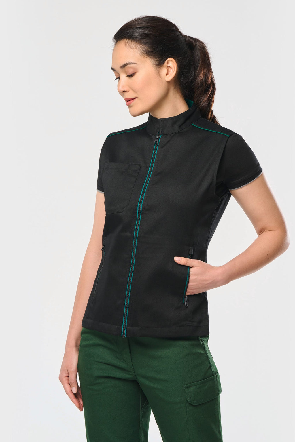 Colete de senhora Day To Day - Marl cinzento oxford / Preto