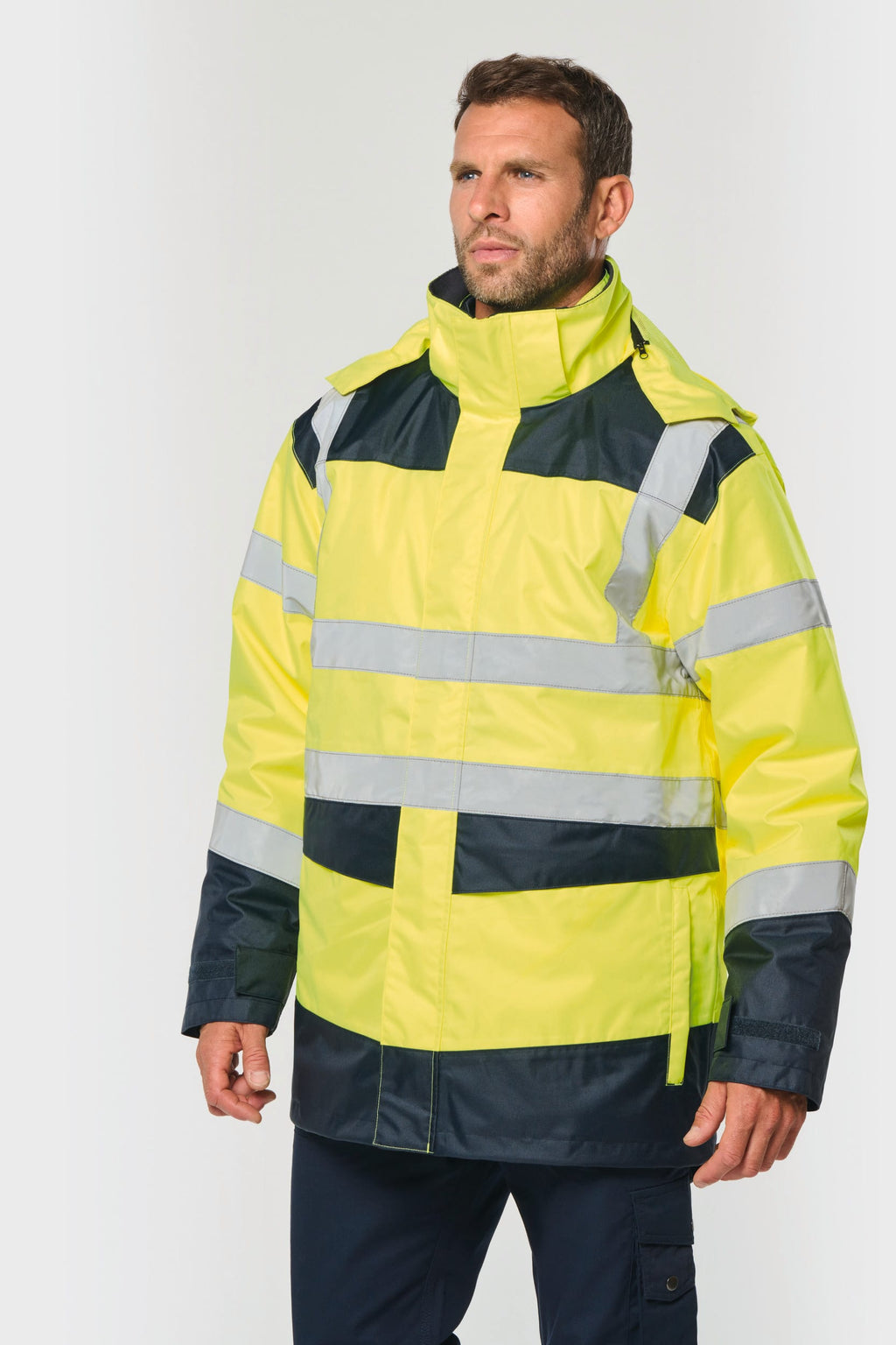 Parka de segurança em material reciclado 4 em 1 unissexo